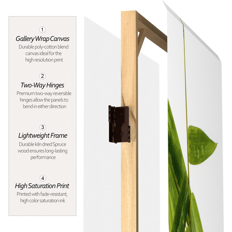 Buddha Art Canvas Folding Room Divider, White/Green
