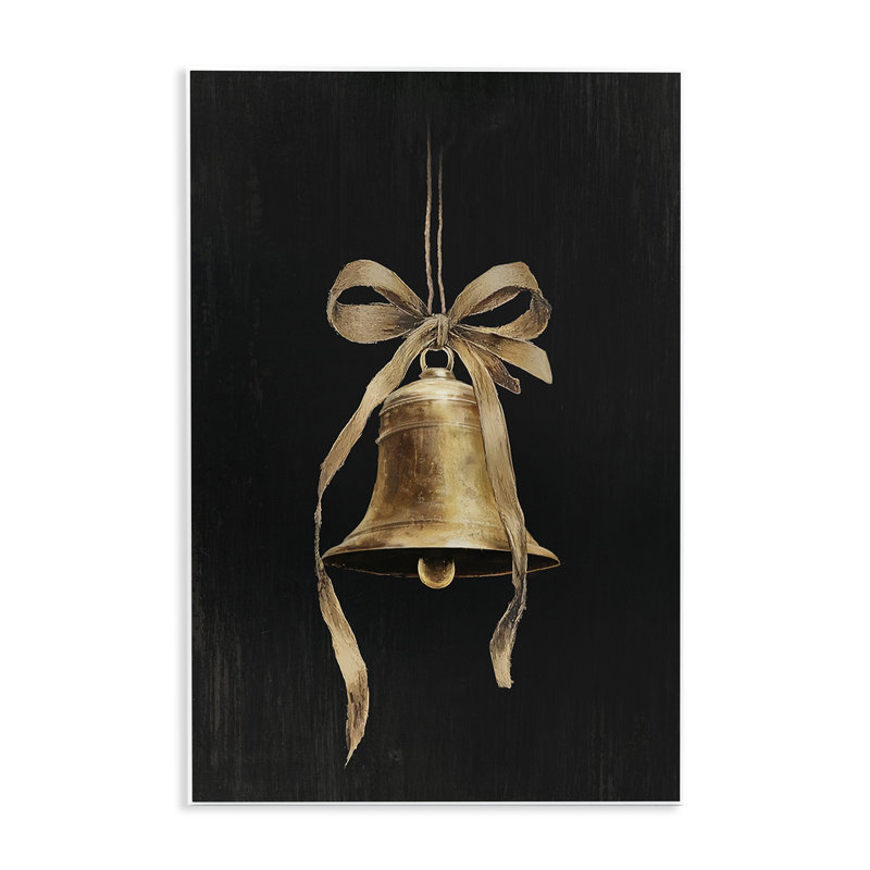 "Vintage Holiday Bell" sur plaque murale noire, design par lettré et doublé, H 15 po x l 10 po