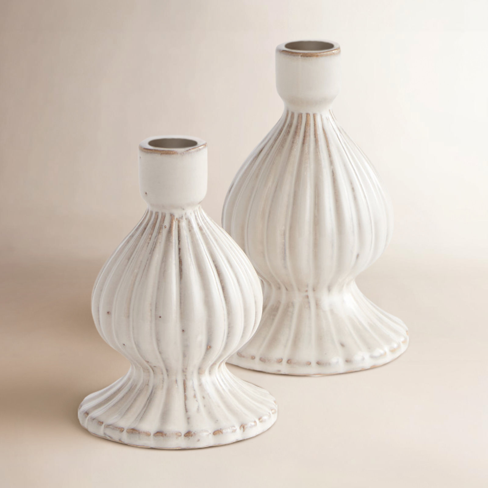 Gallagher Mela Taper Holders, Cream