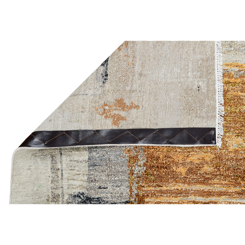 Abstract Area Rug in Gold, Rectangle 10' x 14'