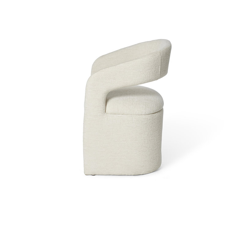 Duchess Upholstered Low Back Dining Armchair Boucle White, 46.5 cm Seating Height