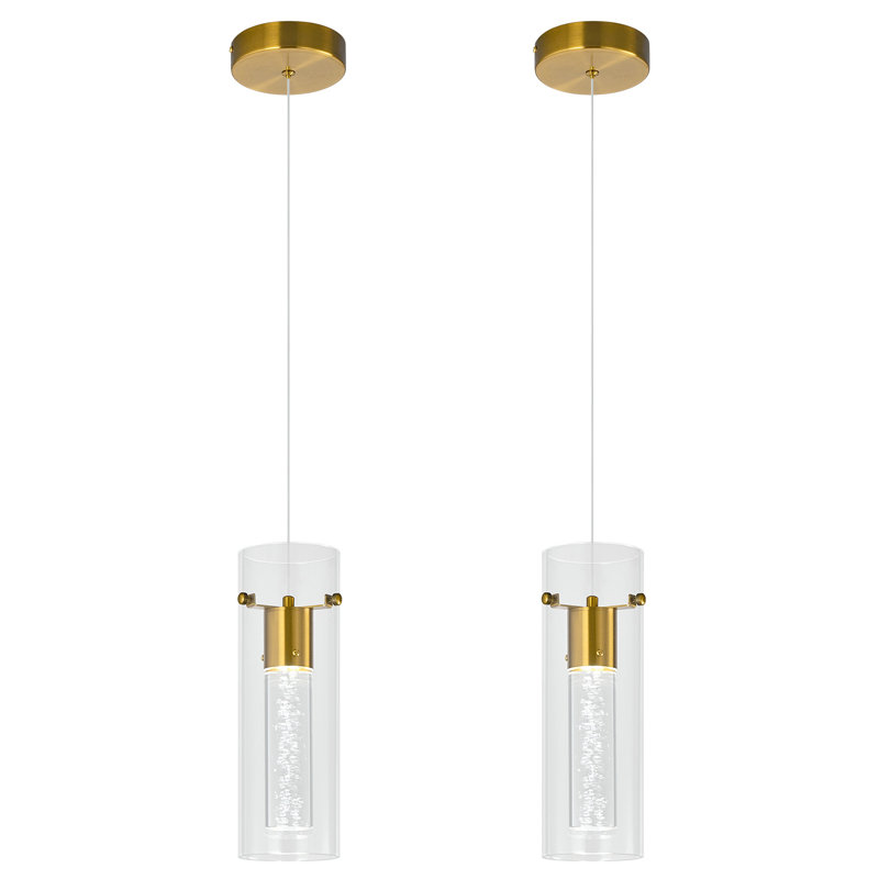 Luminaire suspendu moderne intégré en cristal de cristal à DEL, Doré, 2