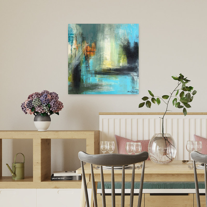 Aqua Serenity 1, art abstrait contemporain, H 18 po x l 18 po