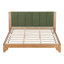 Cadre de lit très grand lit en bois de pin de qualité supérieure avec tête de lit - Mid-Century moderne, couleur noyer et vert-1020049584-1020049597