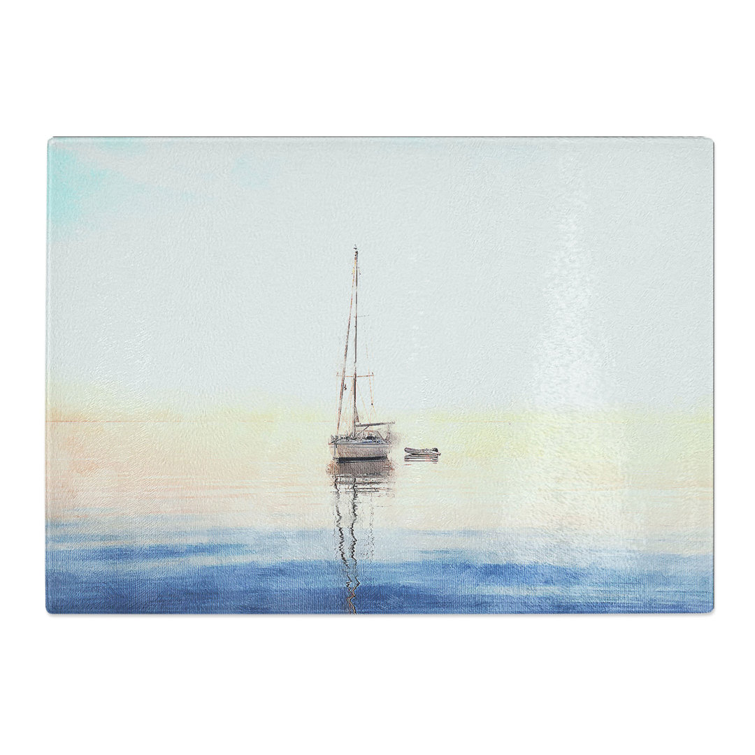 Tempered Glass Lone Sailboat Chopping Board
