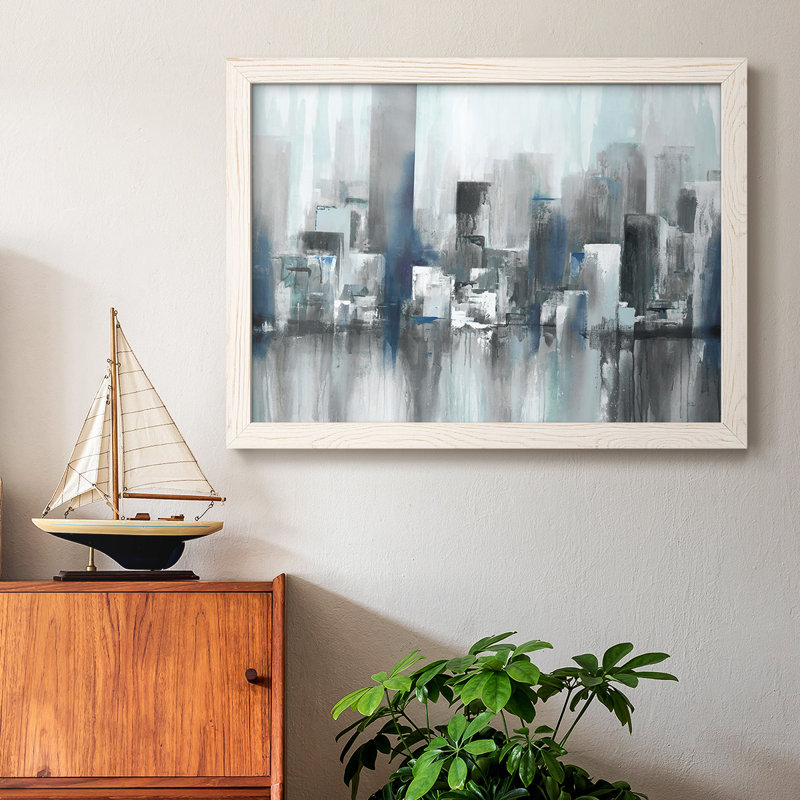 Cityscape In Blues, reproduction d'art sur toile, Blanc, H 18 po x l 26 po x P 1,5 po