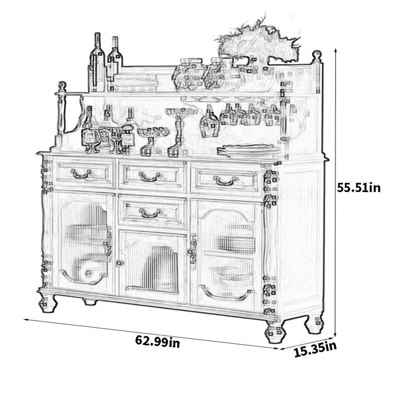 Waldrup, H 55,51 po x l 62,99 po x P 15,35 po