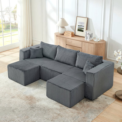 Canapé modulaire compact en velours côtelé