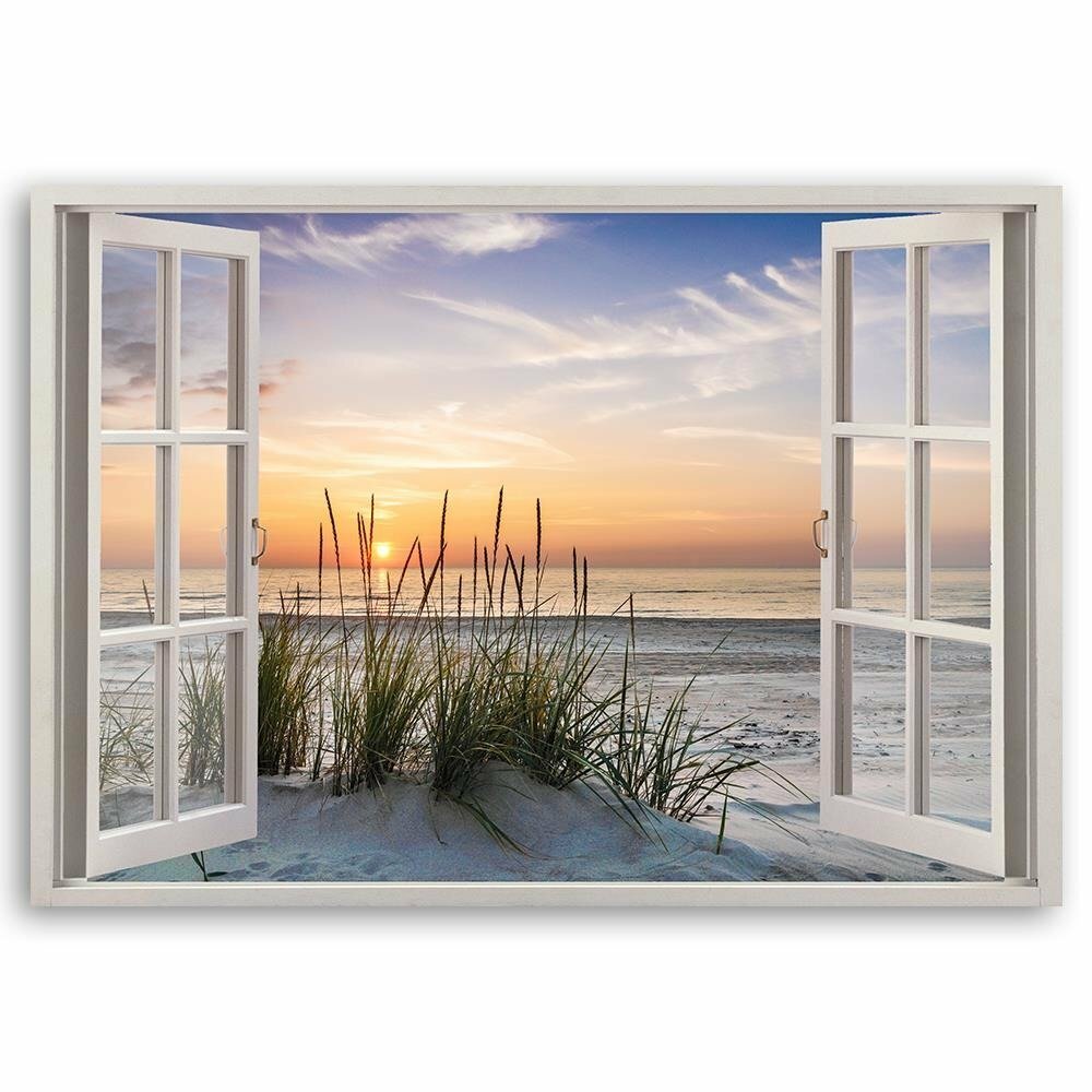 Leinwandbild - Grafikdruck "Fenster zum Strand"