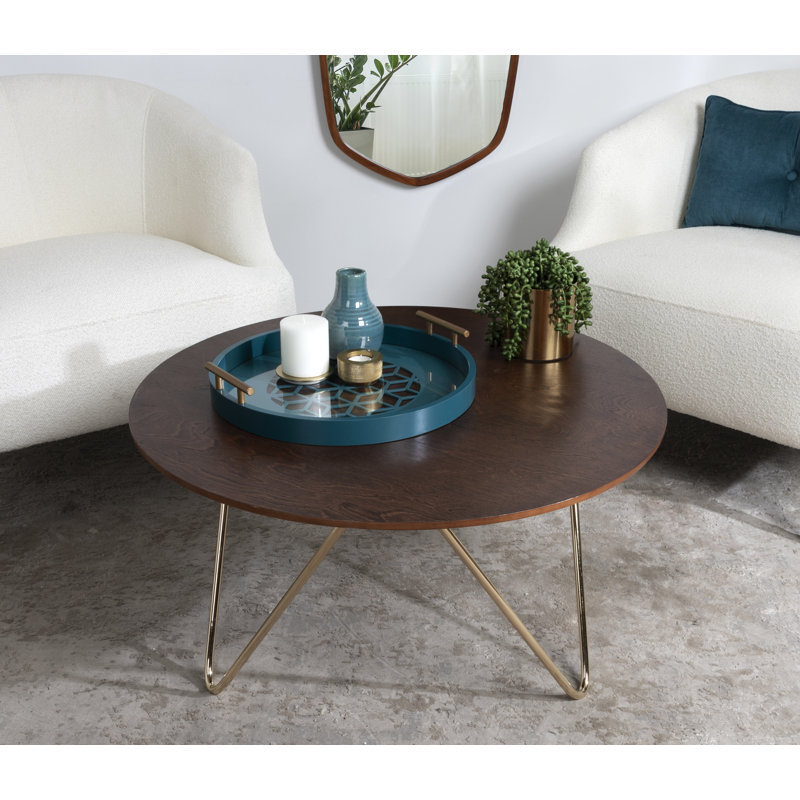Plateau de table basse Magalia, Bleu, Bronze