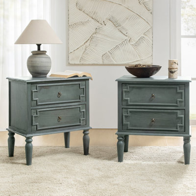 Timar 2 - Drawer Solid Wood Nightstand with Built-In Outlets and USB (Set Of 2)