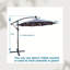 Parasol de patio imperméable de 10 pi avec lumières solaires à DEL pour la cour, la piscine, la terrasse - abat-jour à 8 nervures, manivelle facile et base en croix robuste-1454597590