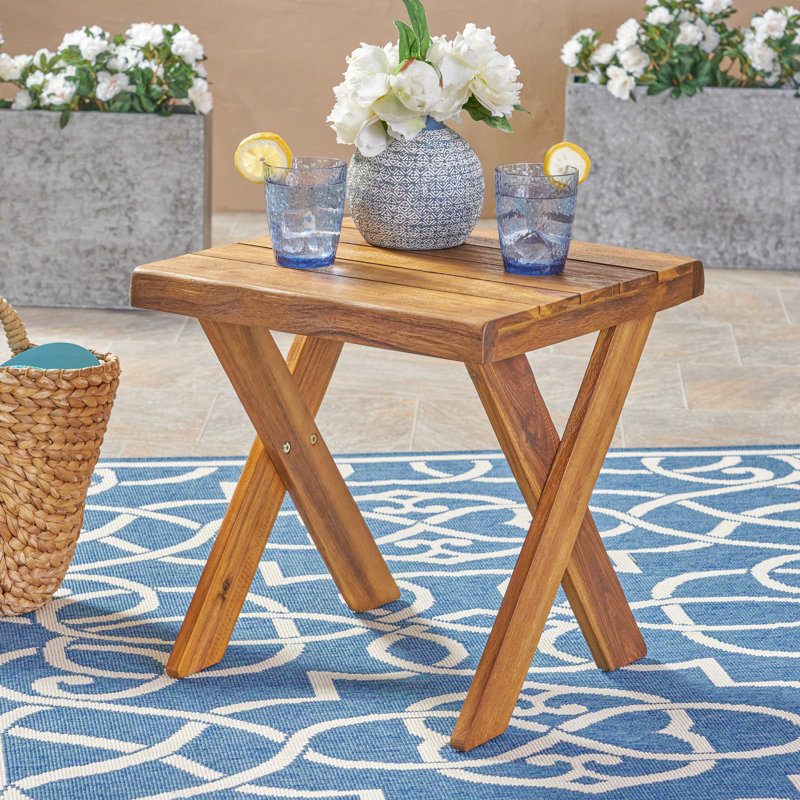Table d'extérieur en bois Sandblast - 17,77 po x 17,97 po, finition rustique Delight pour patio, 17,97 po de hauteur, décoration
