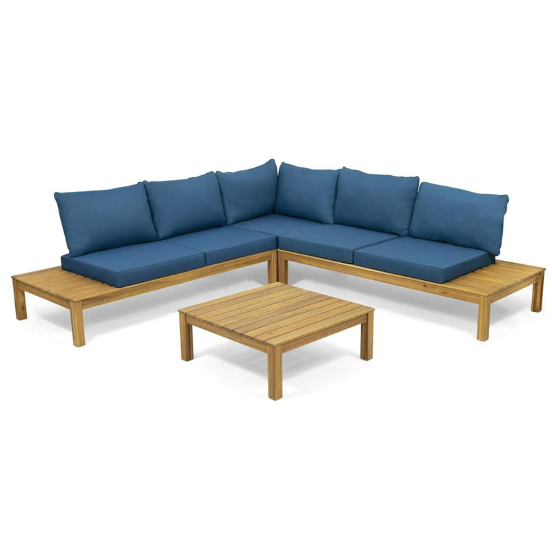 Ensemble de canapé 4 pièces Arlington, bleu sarcelle foncé, canapé d'extérieur en forme de L, ensemble d'extérieur, Bleu