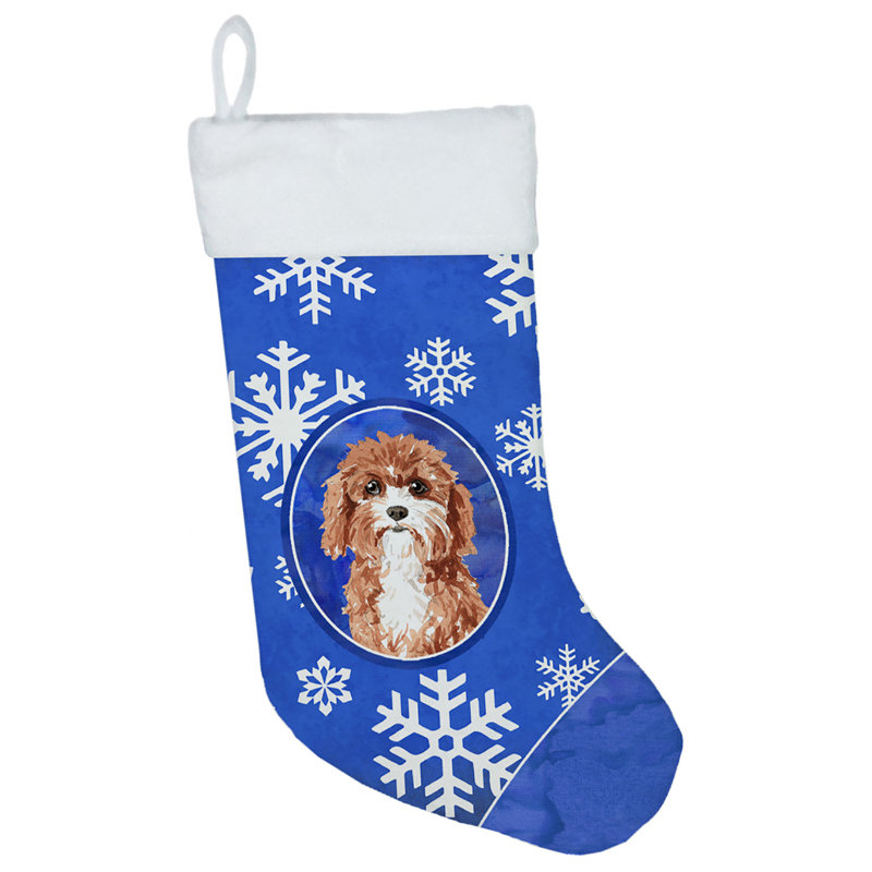 Chaussette de noël winter flocons de noël, Cavapoo