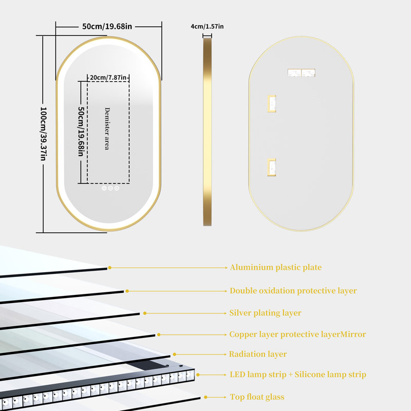 Miroir mural Beil, 39,3 po x 20 po
