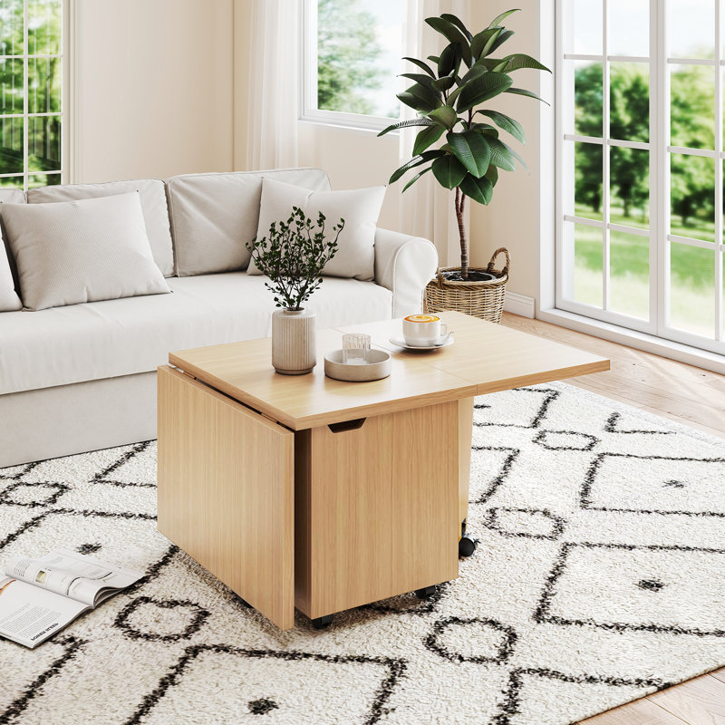 Coffee Table with Storage, Oak Wood
