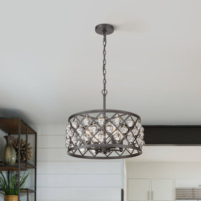 Fanourios 4 - Light Modern Drum Chandelier with Round Crystal