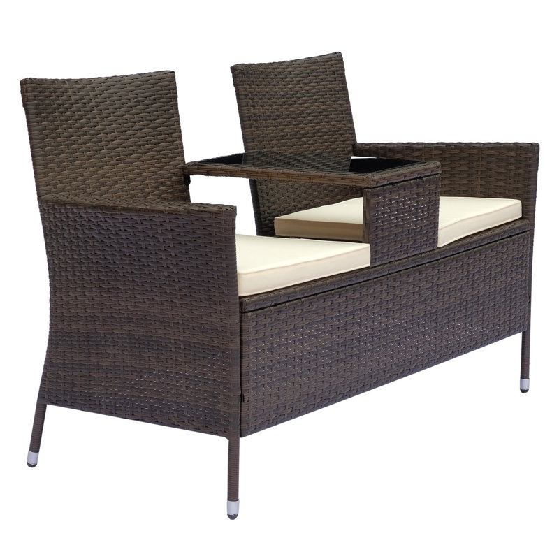 Streicher Powder Coated Steel Outdoor Bench, Brown
