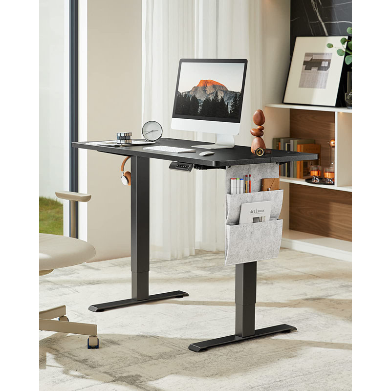 Commercial Use 60Cm W Height Adjustable Rectangular Standing Desk, Black