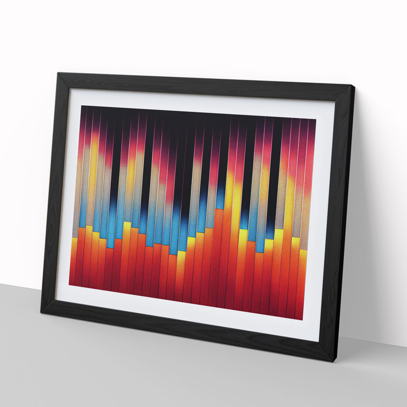 Audio Equalizer Abstract Art Vol.4 - Single Picture Frame Print, Black, 46cm H x 64cm W