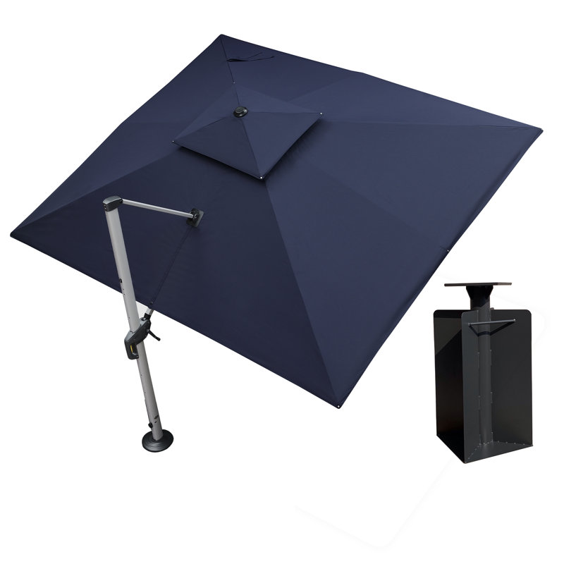 Parasol rectangulaire 10 pi x 12 pi avec comptoir et base Manhattan, Marine