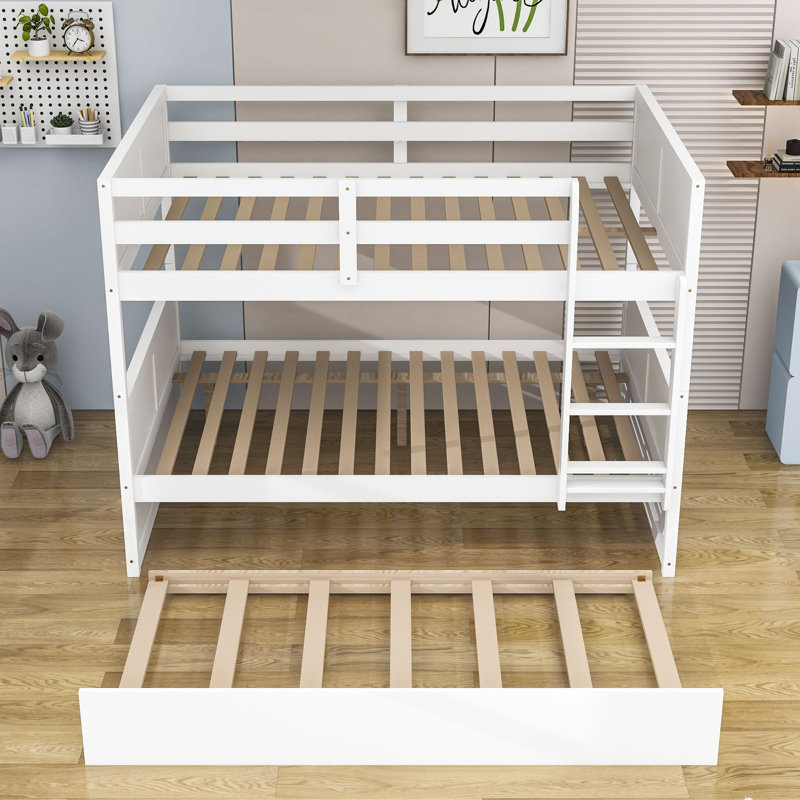 Asah Kids Full Over Full Bunk Bed with Trundle, White