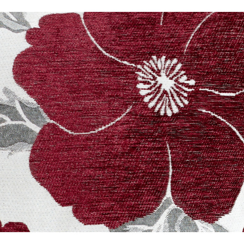 Darionte Poppy Chenille Cushion Cover, Aubergine, 55cm x 55cm, Pillow Cover Only