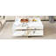 Table basse moderne carrée texturée en marbre avec 4 tiroirs et base suspendue, blanc, 43,3 po