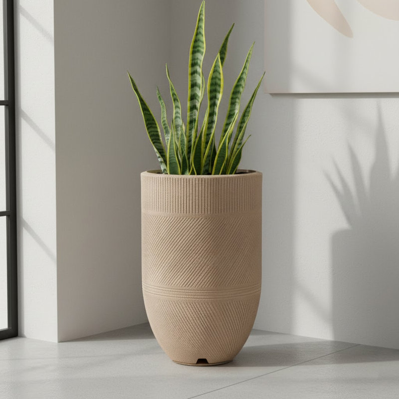 Pot Planter, Beige, 28.15" H x 17.7" W x 17.7" D