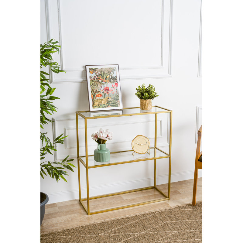 80cm Glass Top Console Table, Gold