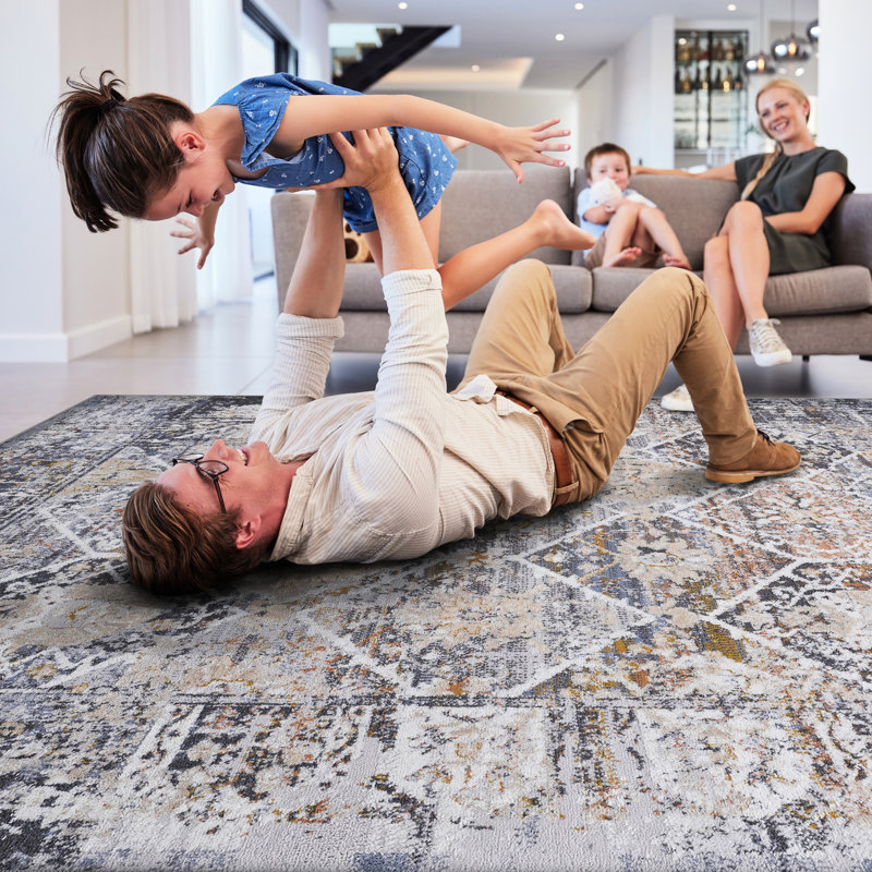 Multi Colored Area Rug For Nursery, Study - Stylish, Stain , Non-shedding, 6x9 Entryway, Rectangle 6'8" x 7'10"
