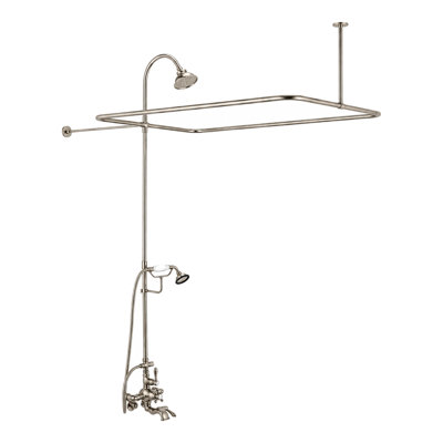 Ensemble de douche thermostatique pour baignoire avec enceinte rectangulaire, douche à main et colonne montante de 65 po