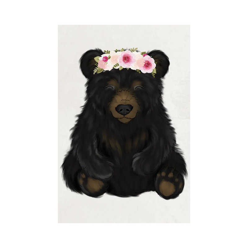 Floral Crown Baby Black Bear by Katie Bryant - Wrapped Canvas Gallery-Wrapped Canvas Giclée
