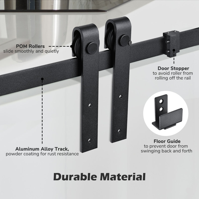 Mini Black Aluminum Sliding Barn Door Hardware Kit