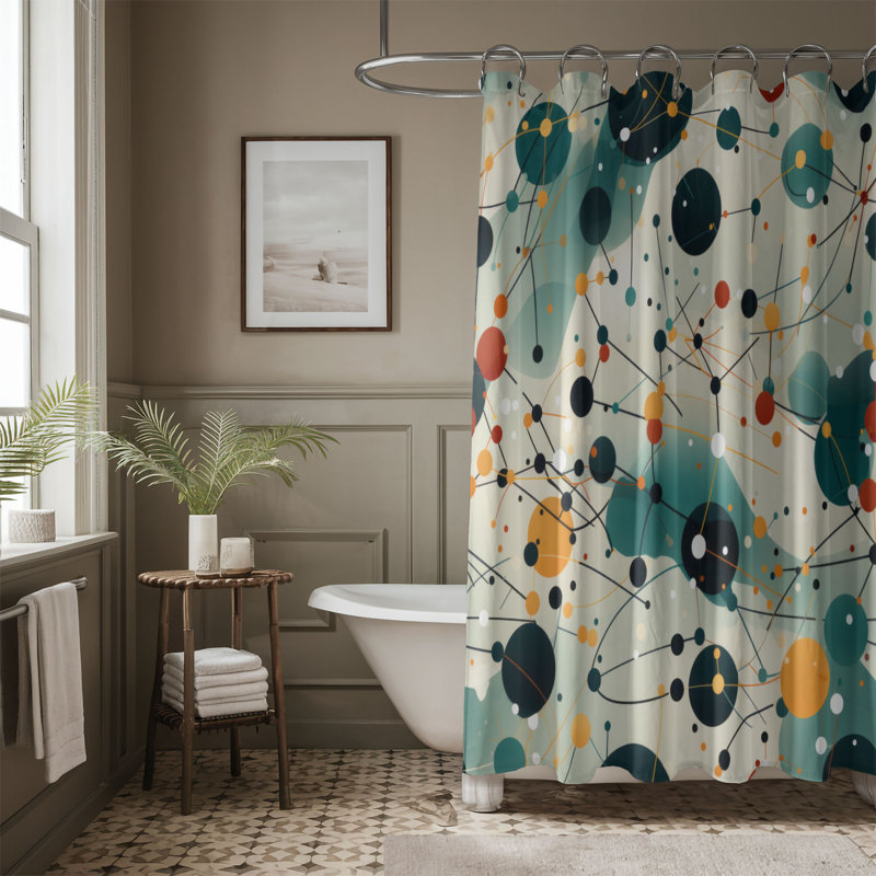 Rideau de douche à géométrie abstraite, H 74 po x l 71 po
