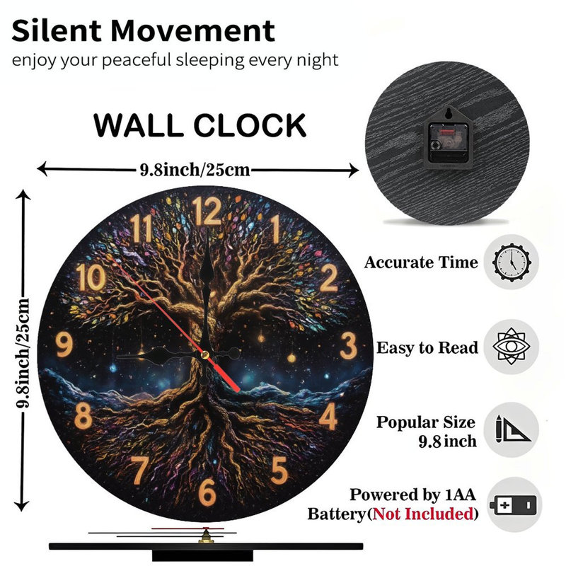 Horloge arbre de vie avec chiffres