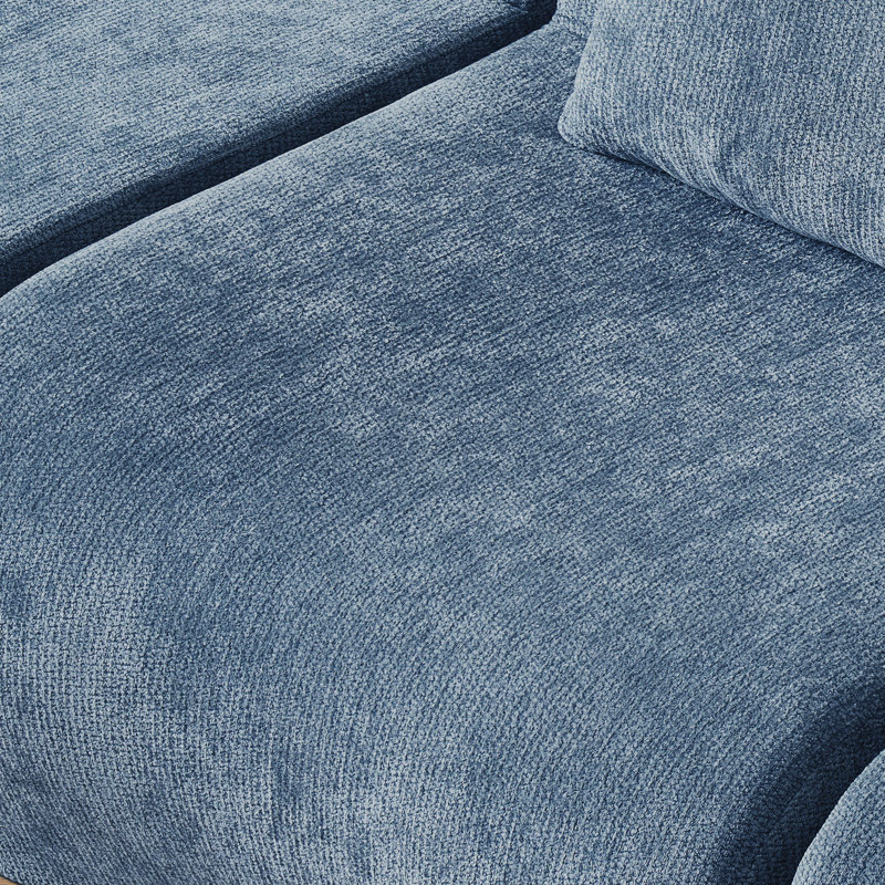 Boneless 4 - Piece Upholstered Sectional-bg, Blue Chenille
