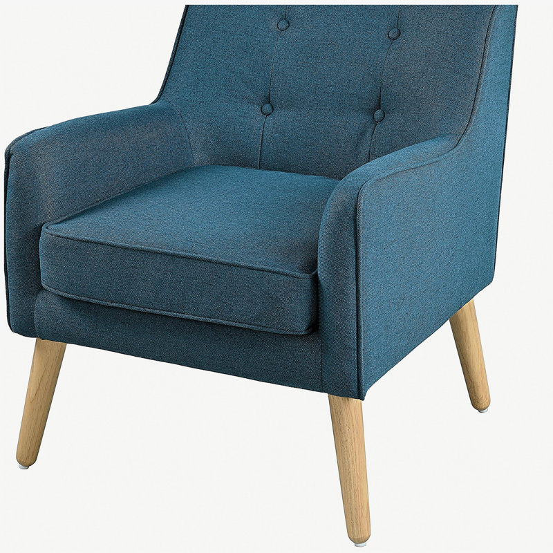 Fauteuil de style Mid-Century moderne - Le tissu classique du dossier matelassé à boutons met en valeur le fauteuil, utilisant des pieds en bois massif, convenant aux salons, aux chambres et aux bureaux - Housse en polyester confortable - Dossier matelassé à boutons classiques et design élancé