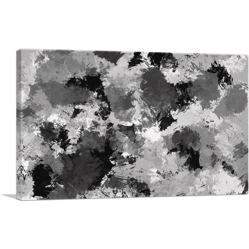 Blanc, noir, gris foncé moderne, reproduction d'art sur toile tendue, H 18 po x l 26 po x P 1,5 po