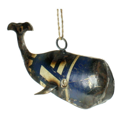Ornement figurine suspendu en métal de baleine