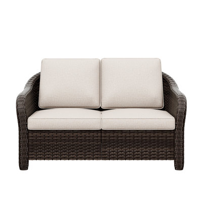 Polyethylene (PE) Wicker Outdoor Patio Loveseat by Ebern Designs