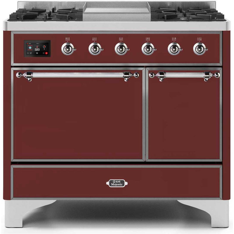 ILVE Majestic II 40 in Dual Fuel Range, White/Copper, Liquid Propane