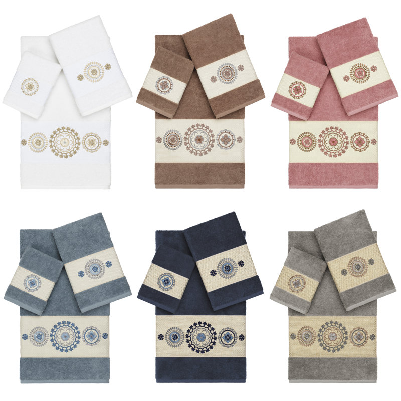 Ensemble de serviettes 3 pièces Isabelle 100% coton turc, Blanc