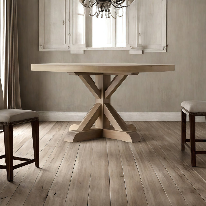 Vintage Style Round Solid Wood Dining Table, 29.5"H x 31.5"L x 31.5"W