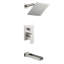 Système de douche mural de 8 pouces avec robinet de baignoire cascade, robinet de douche à poignée simple, ensemble de garniture de douche en laiton moderne avec valve brute-110274462