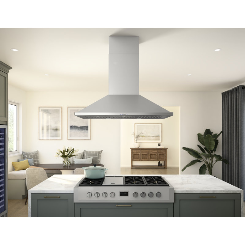 Hotte pour îlot de cuisine 48 pouces avec éclairage DEL en acier inoxydable Zephyr Siena Pro 48 po.