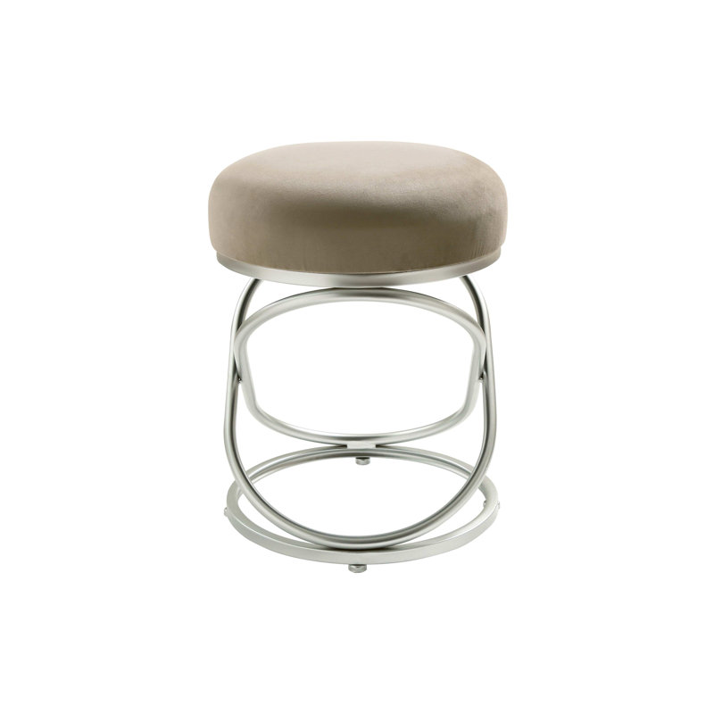 Iron Dressing Table Stool for Bedroom Furniture, Living Room Accent Stool, Taupe/Silver