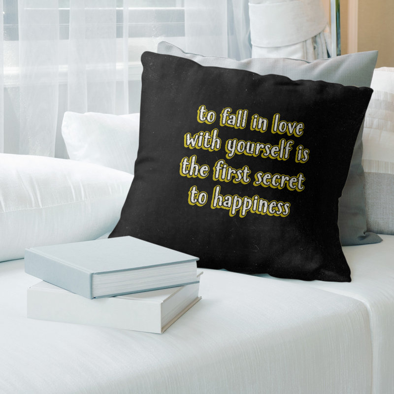 Oreiller amour vous, 18 po x 18 po, Noir / Jaune
