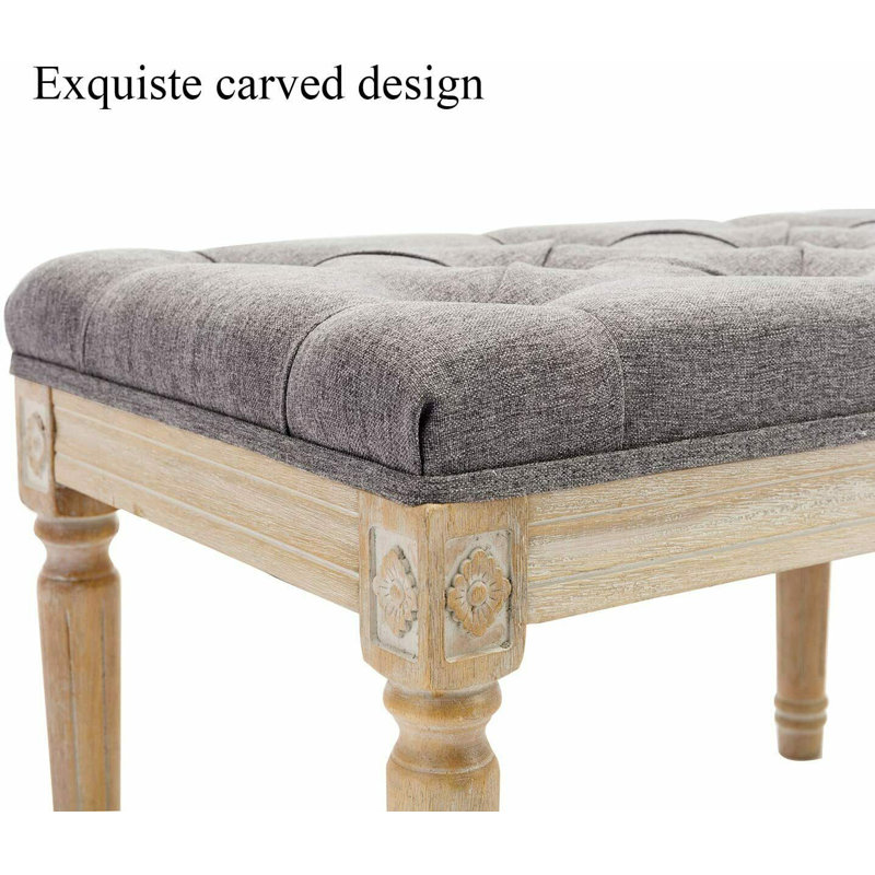 Narberth Cotton Upholstered Storage Bench, Gray